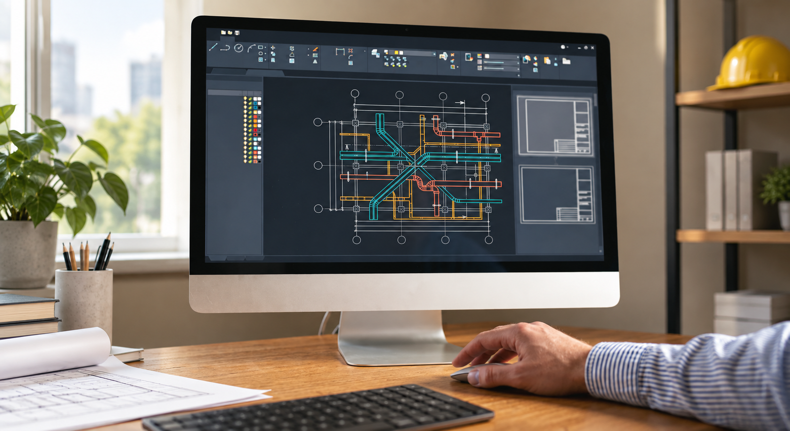 MEP systems and service routes being drafted on screen.